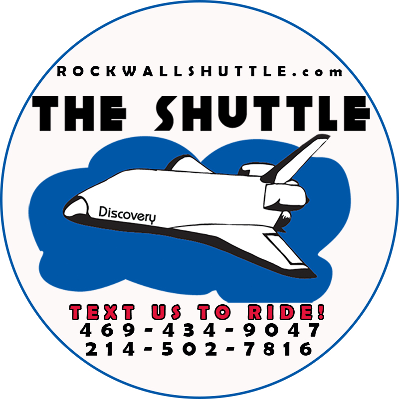The Shuttle logo - text us to ride 469-434-9047 or 214-502-7816