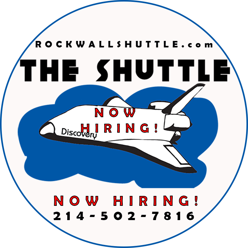 The Shuttle RockwallShuttle.com logo - Now Hiring! 214-502-7816