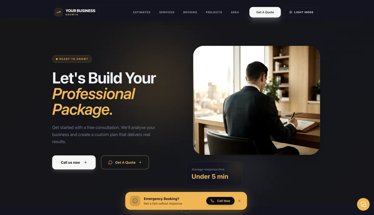 Trades business website homepage designed by Chrisp Design