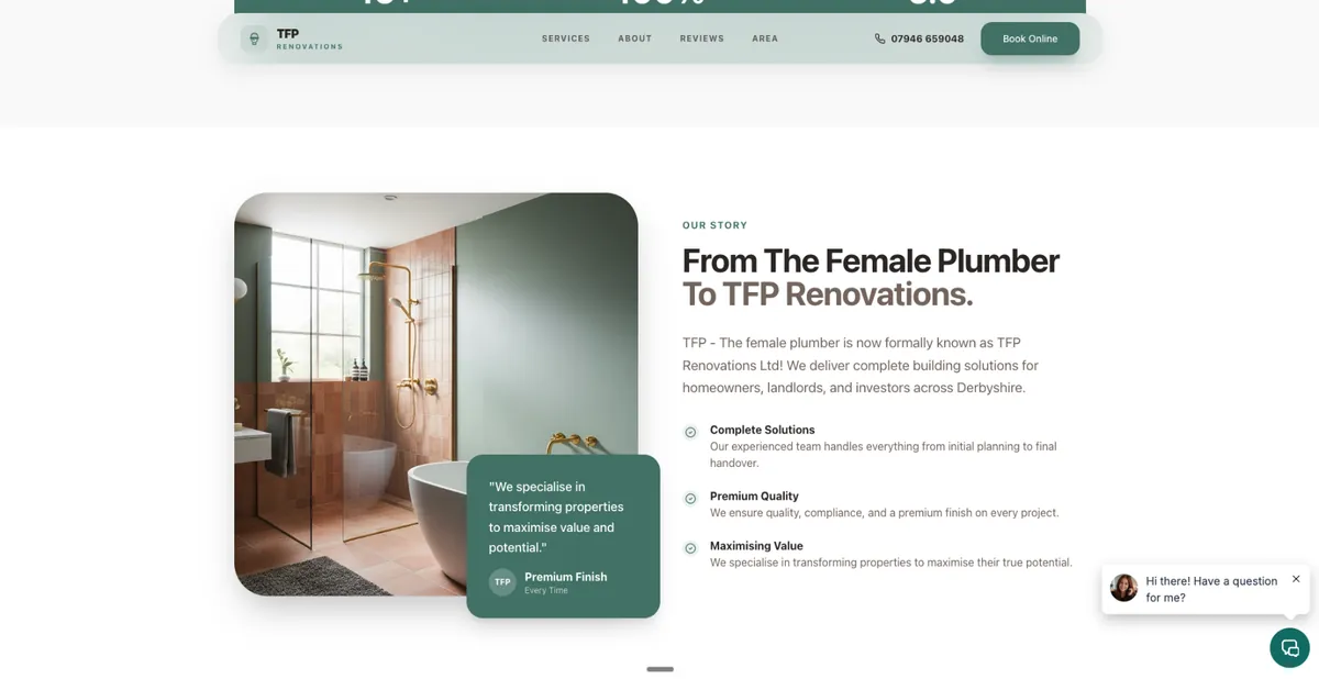 TFP Renovations website designed by Chrisp Design