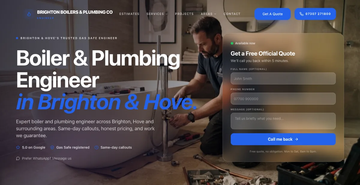 Brighton Boilers and Plumbing website designed by Chrisp Design