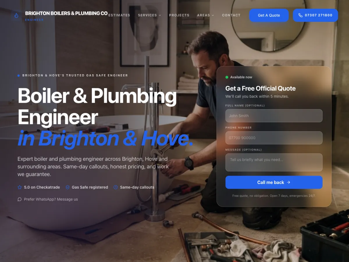 Brighton Boilers & Plumbing website, designed by Chrisp Design