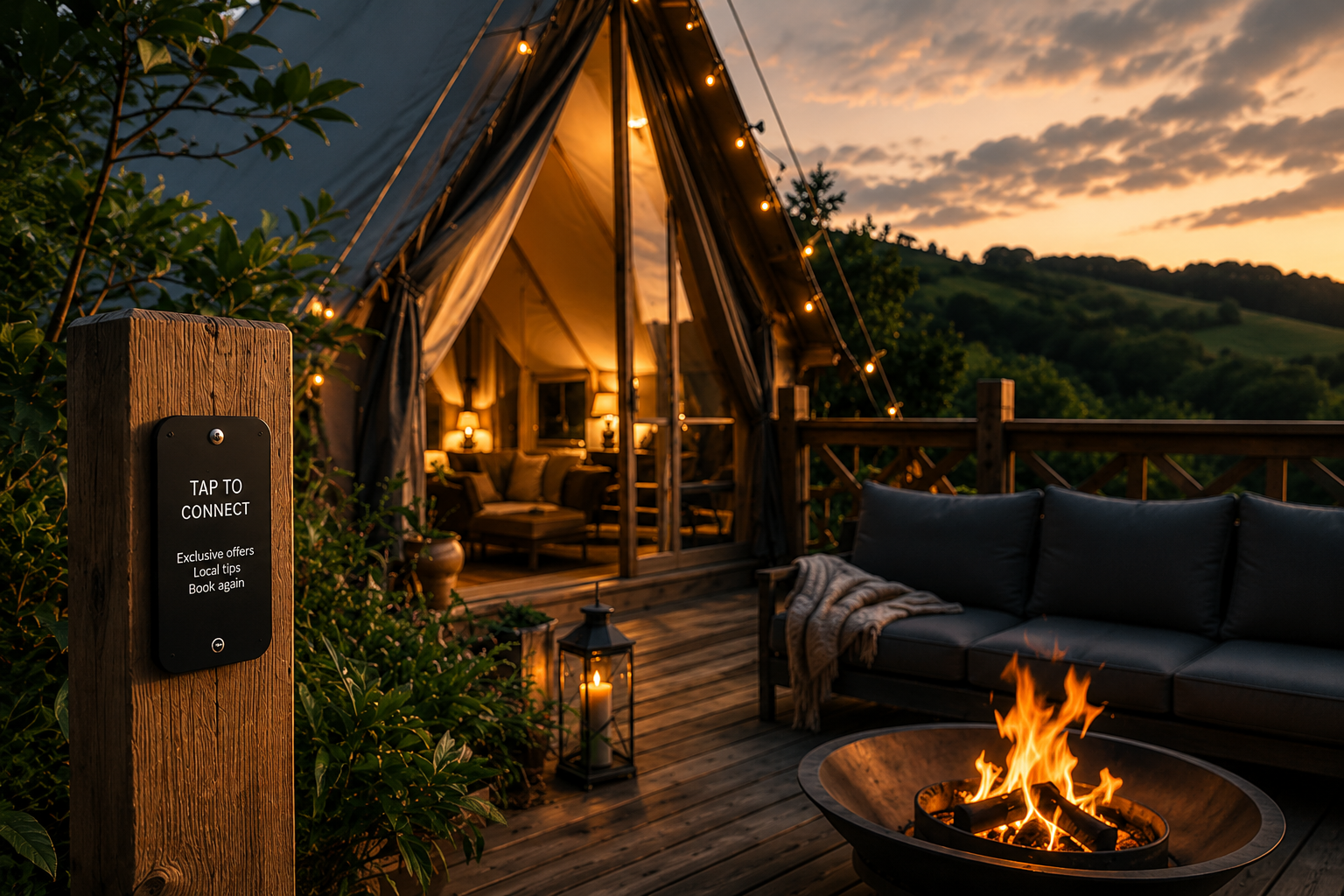 Boutique UK glamping guest interaction