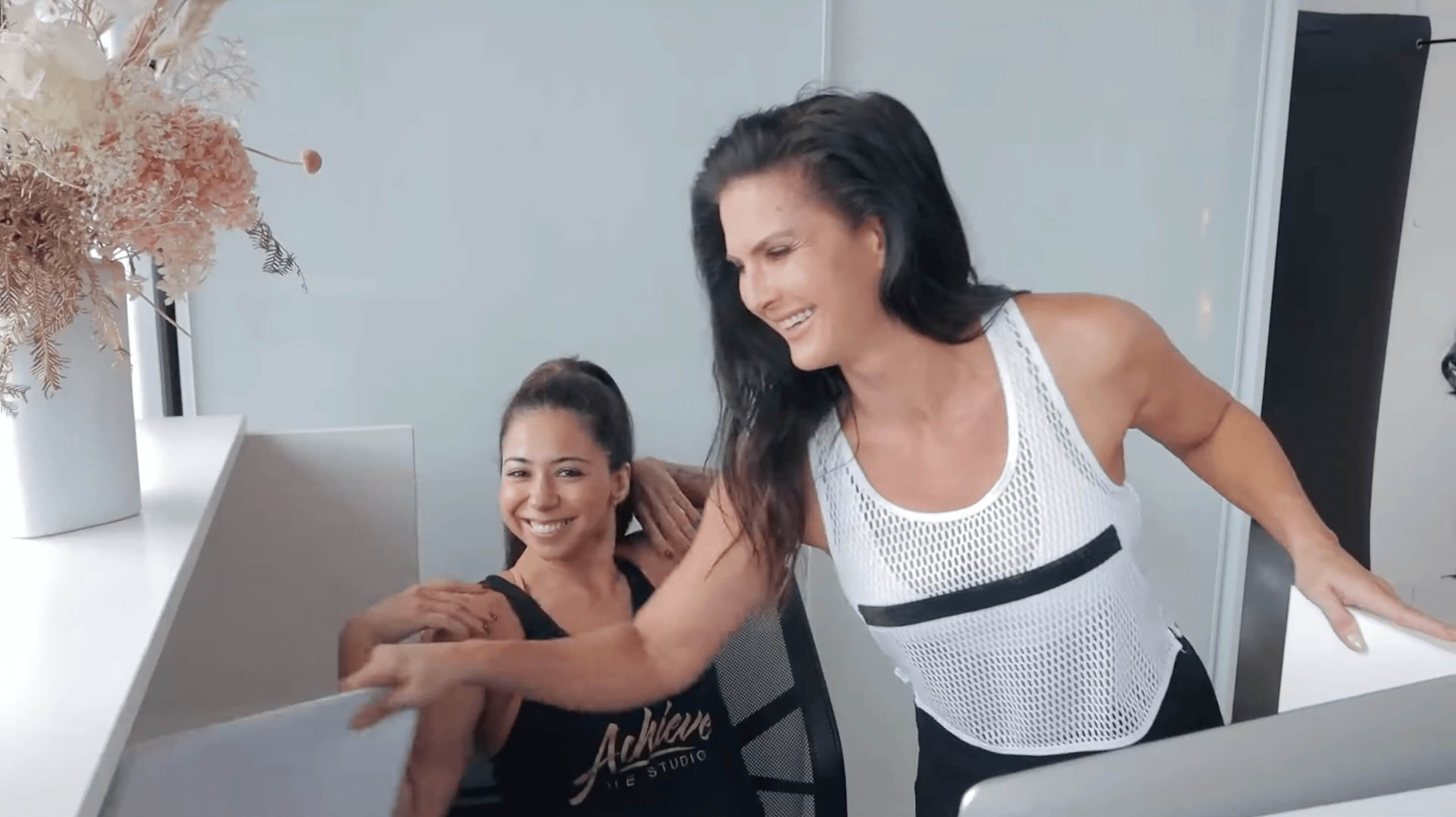 Andrea Ryff coaching a pole studio owner