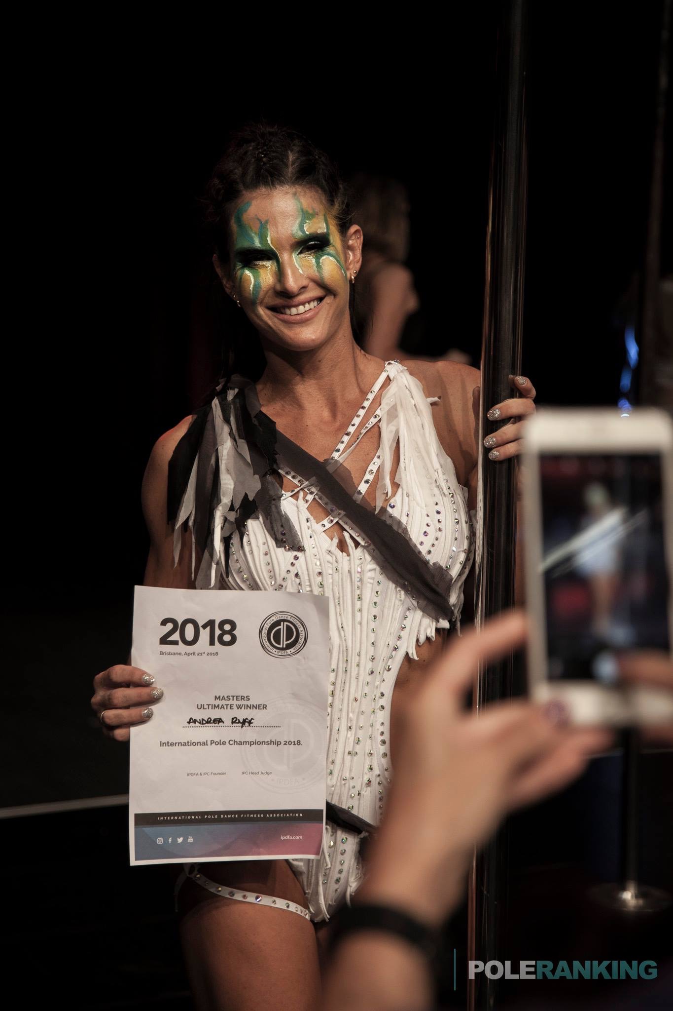 Andrea Ryff holding her 2018 world champion certificate