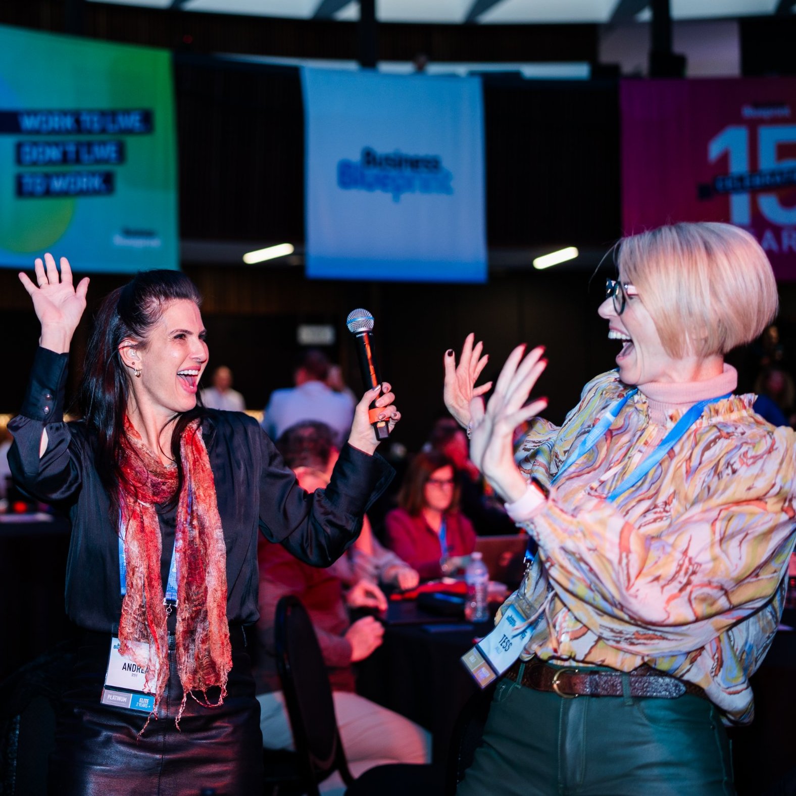 Andrea Ryff celebrating with fellow business owners at Business Blueprint