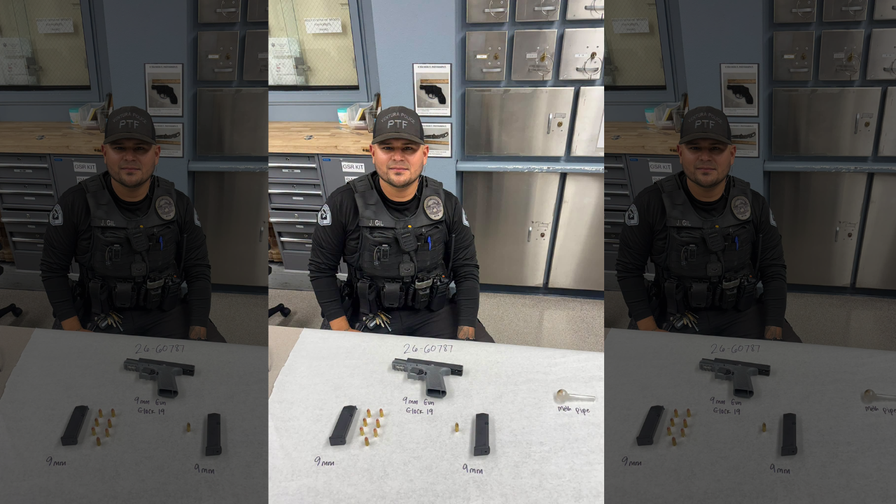   Ventura Patrol Officer Tackles Fleeing Suspect Armed with Loaded 9mm Handgun and Meth After Vehicle and Foot Pursuit