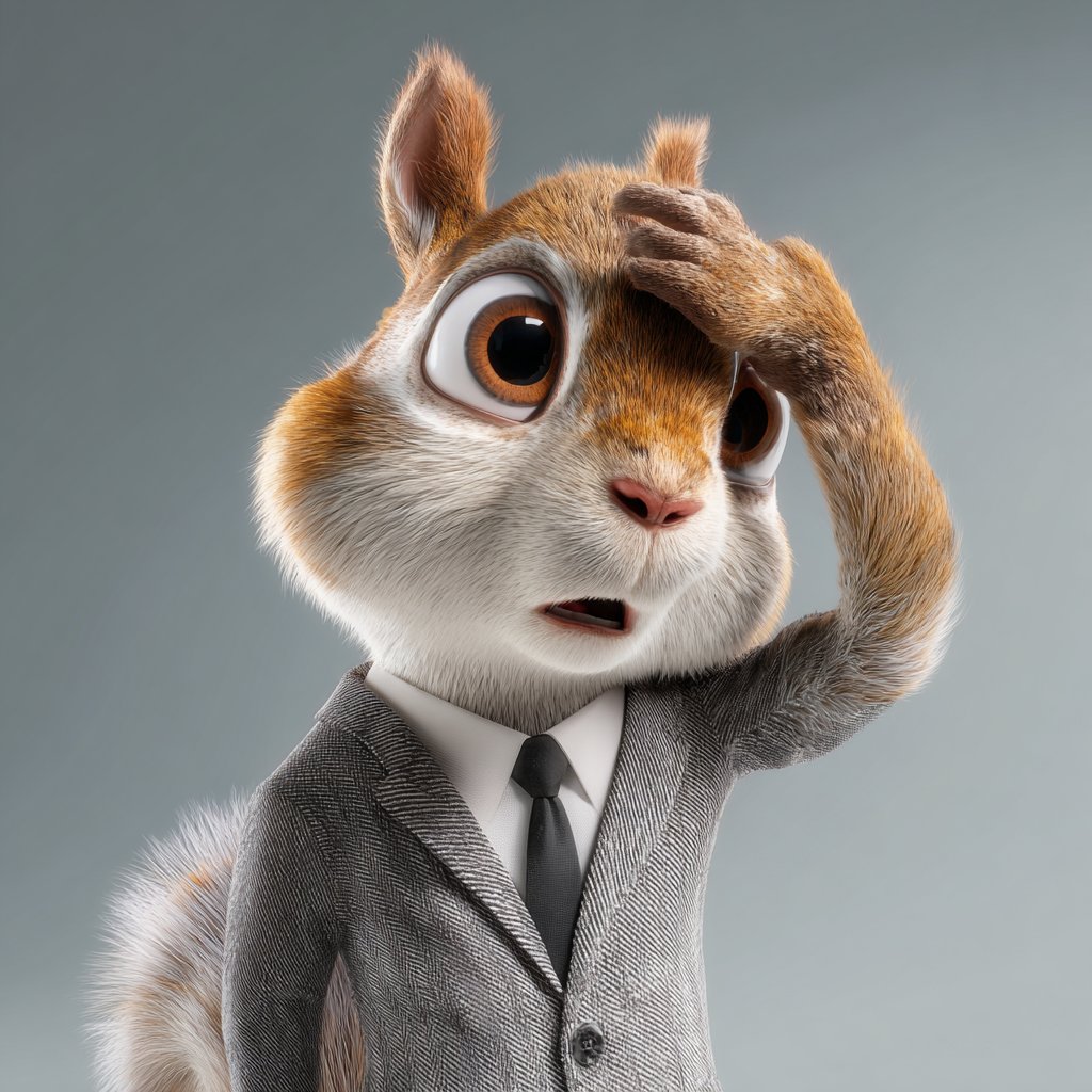 A confused squirrel scratching his head