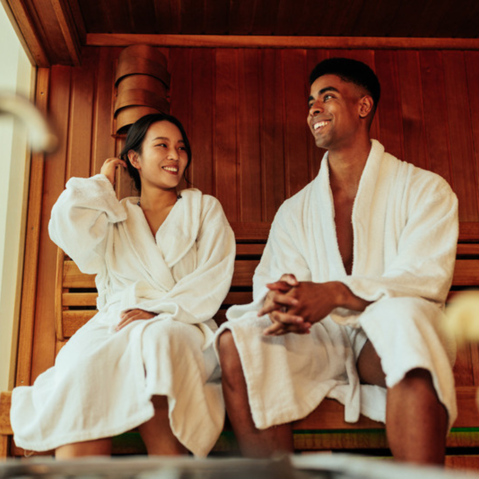 Glass door indoor sauna