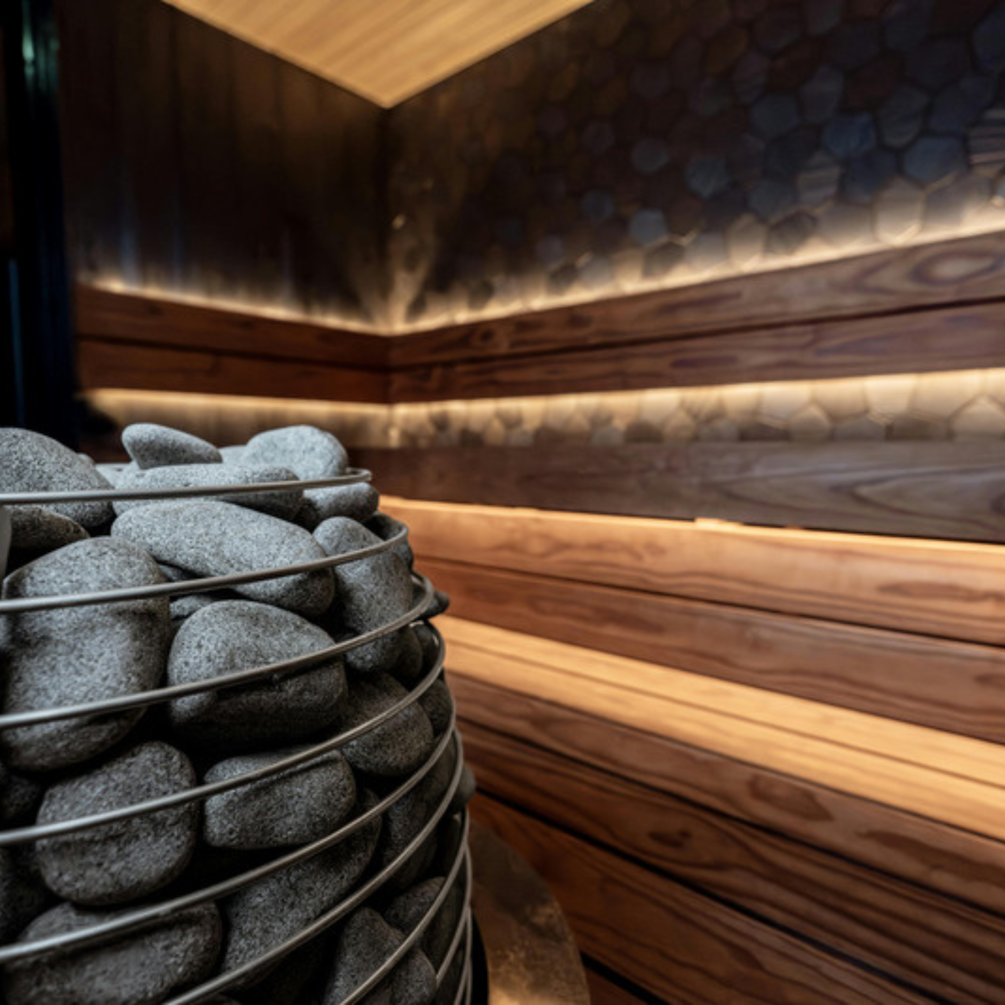 Couple in indoor cedar sauna Tampa