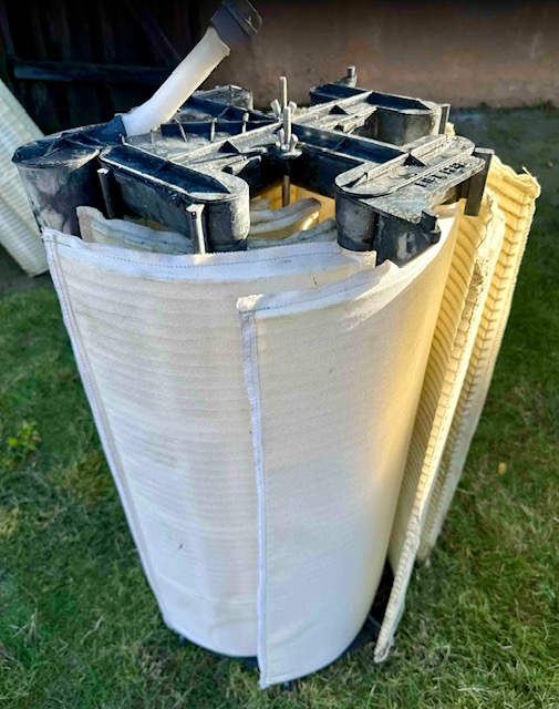 Cleaned pool filter cartridge elements after a professional deep cleaning by Aqua Pro