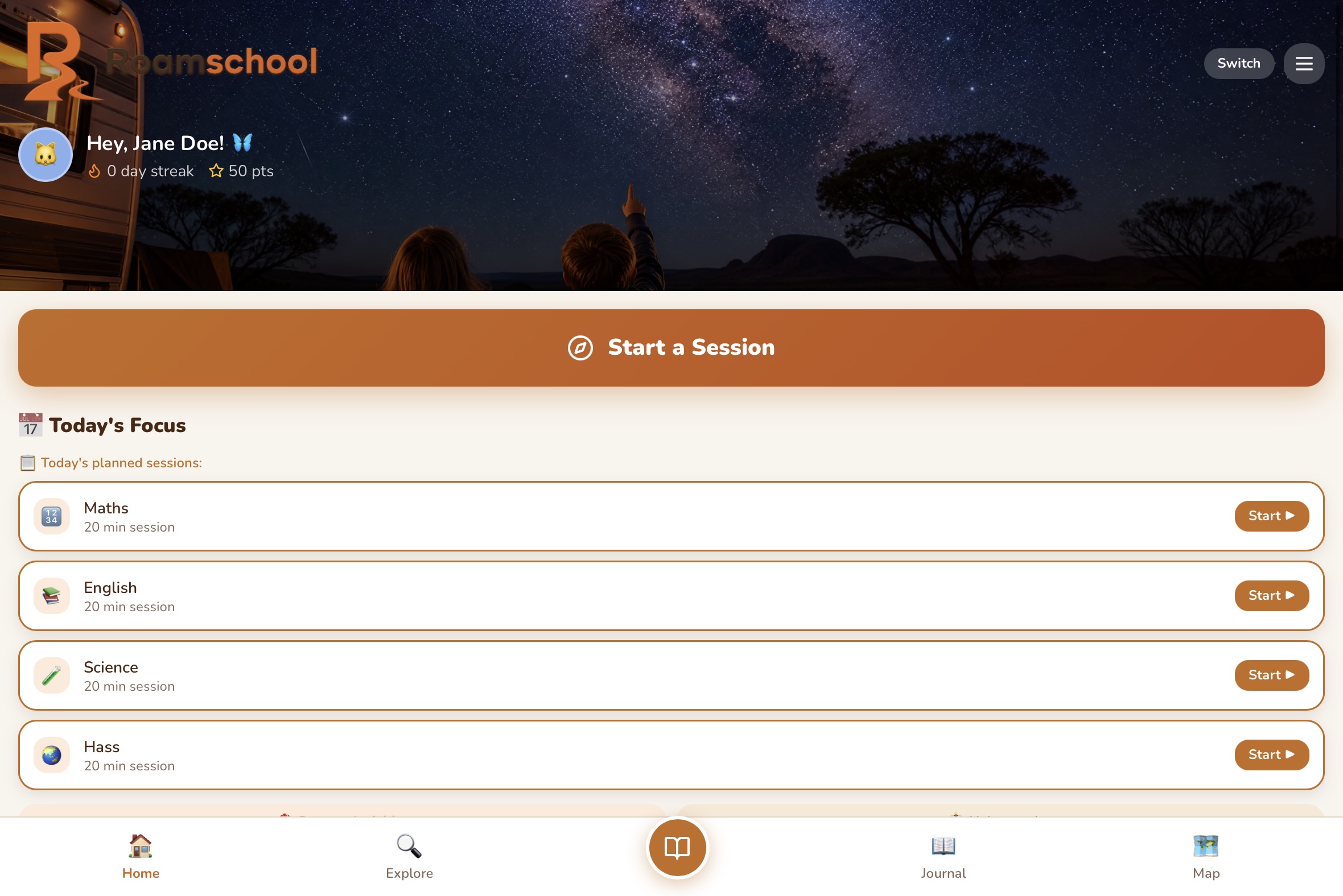 Planner mode calendar view