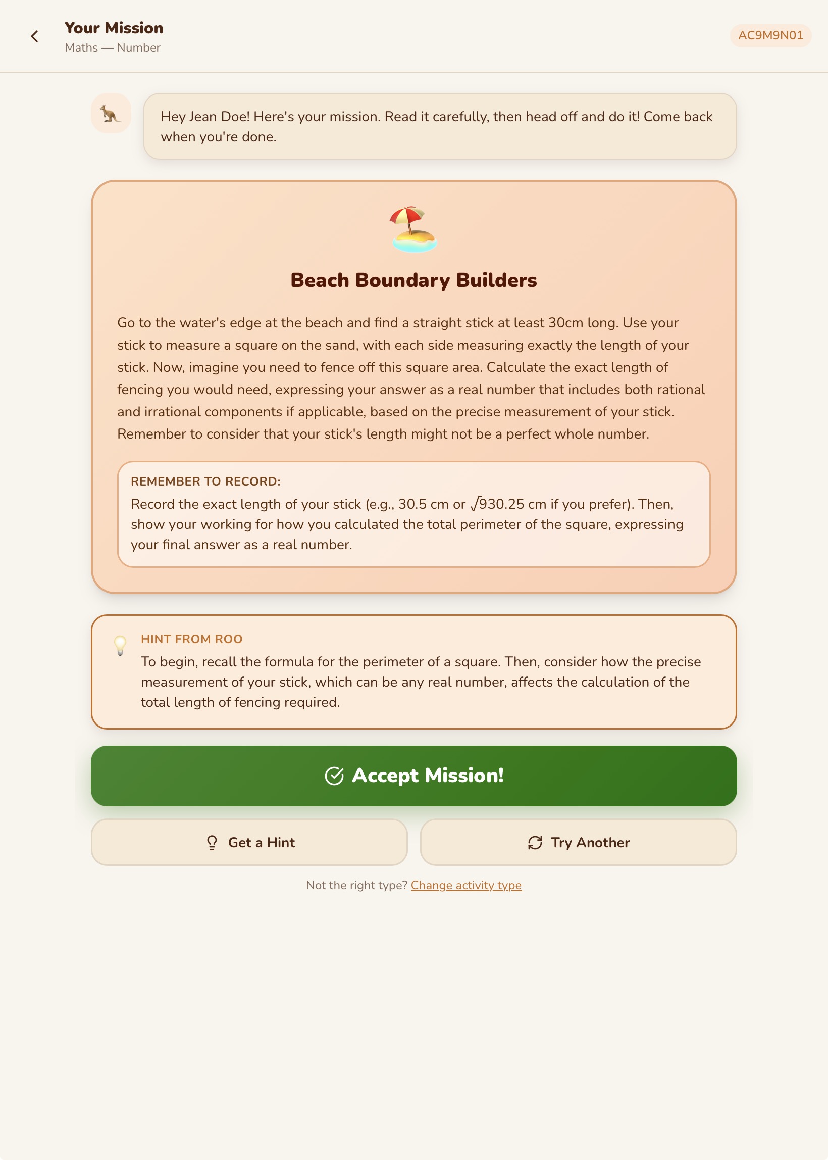 Secondary Student Activity Player