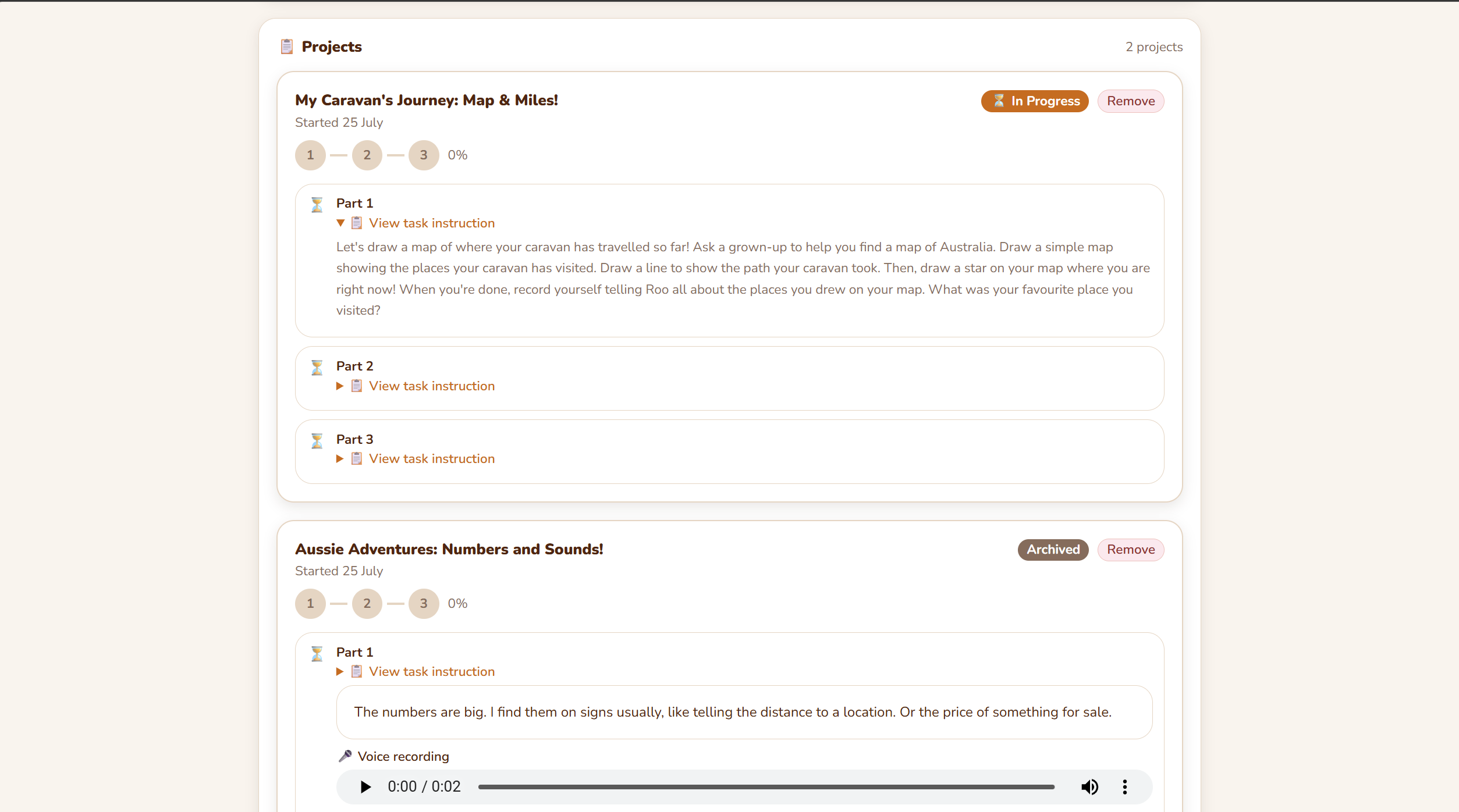 Parent Portal View