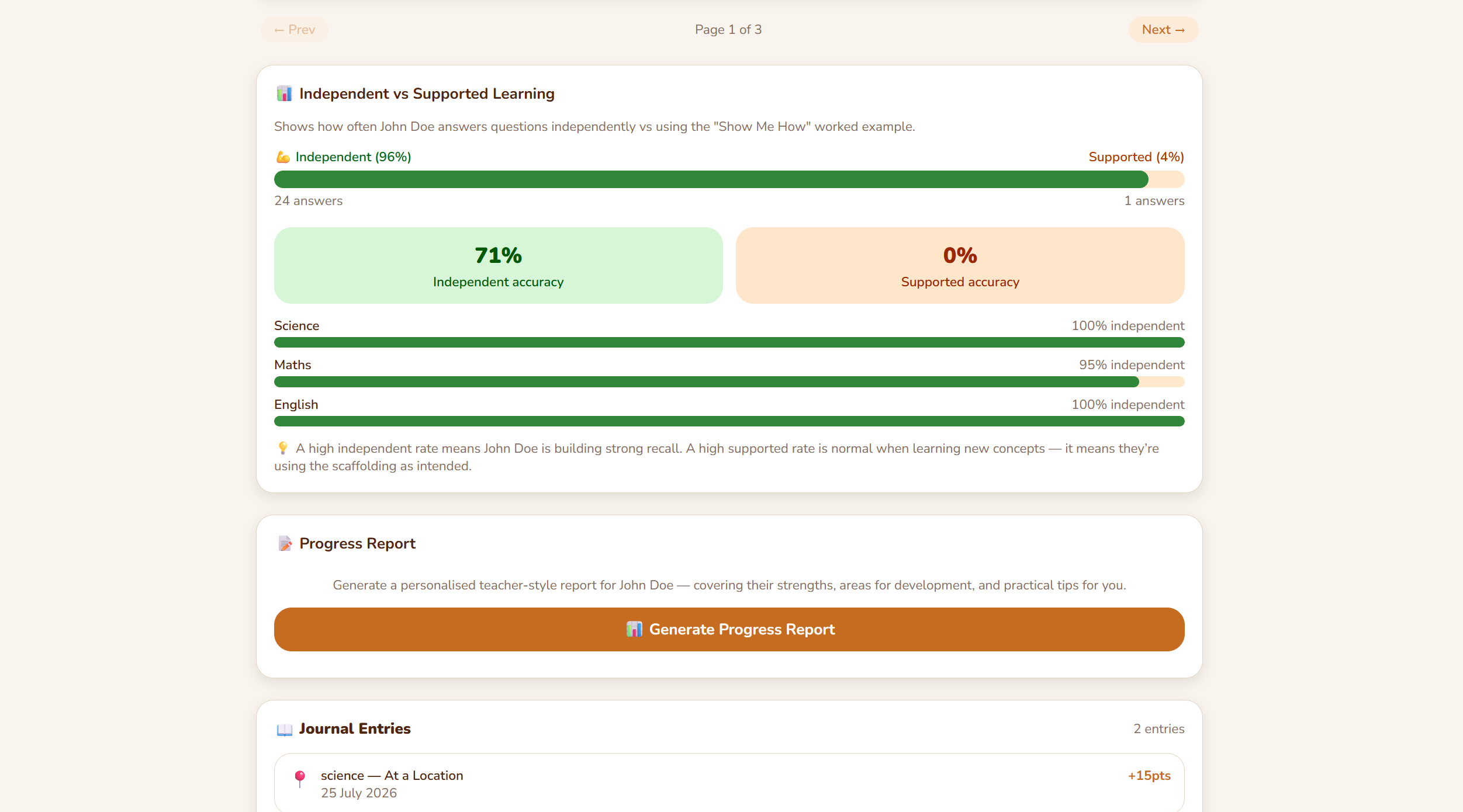 The parent checks in screenshot 1