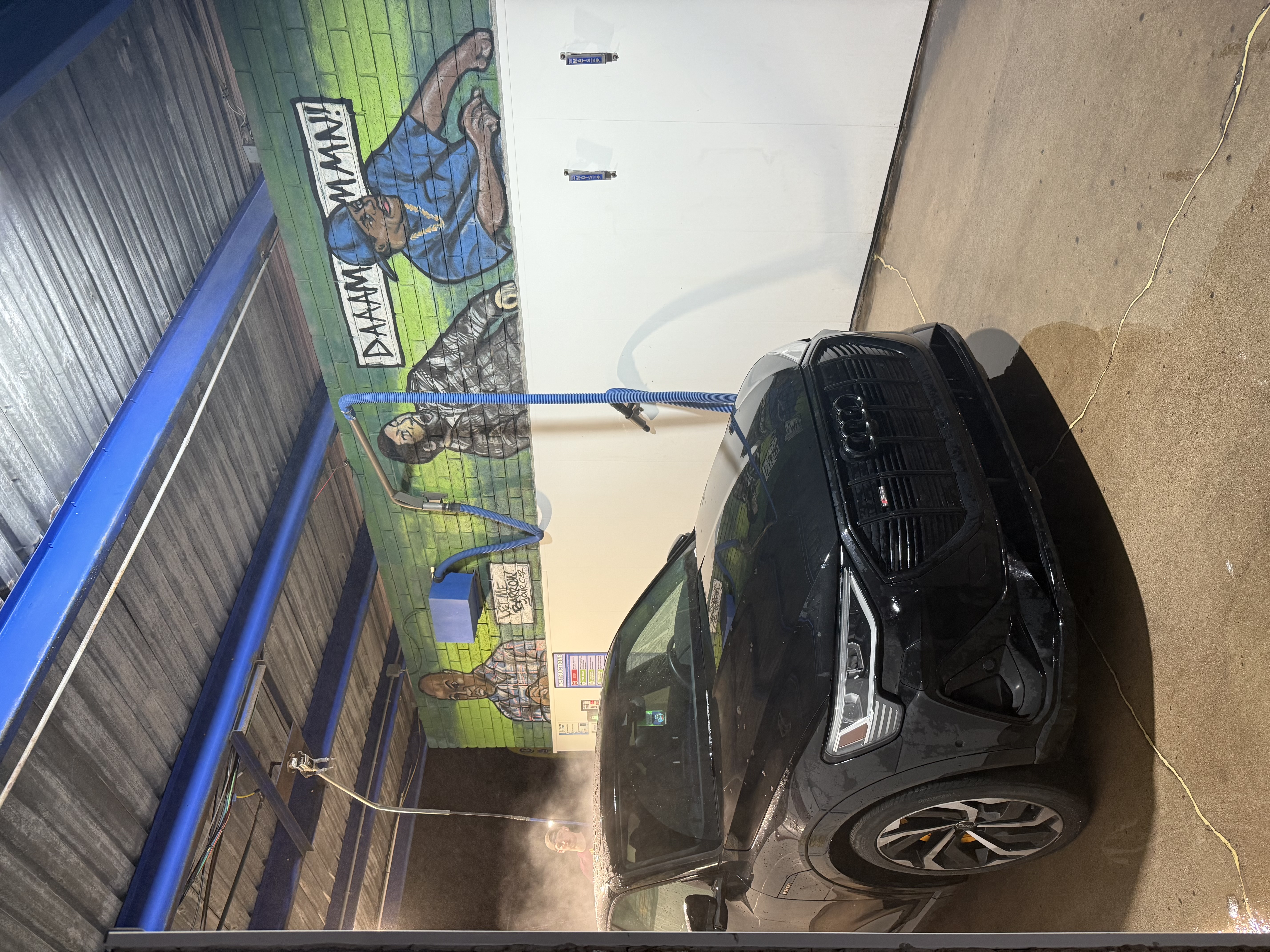 Black Audi after a spot-free rinse at Bobby E's Car Wash