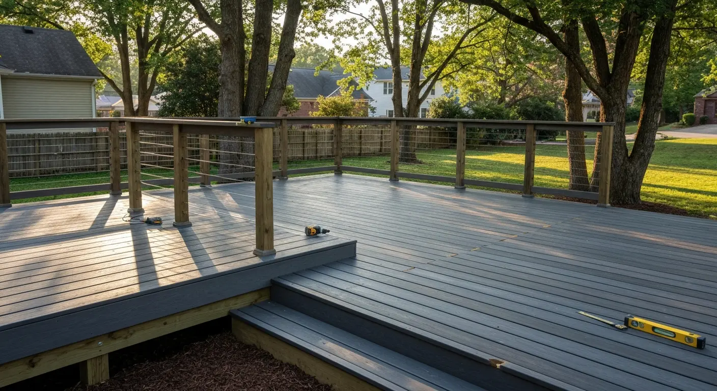 Composite deck with railing and stairs