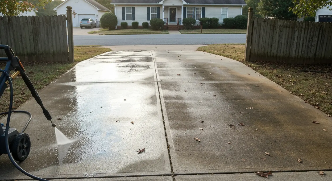Driveway pressure washing