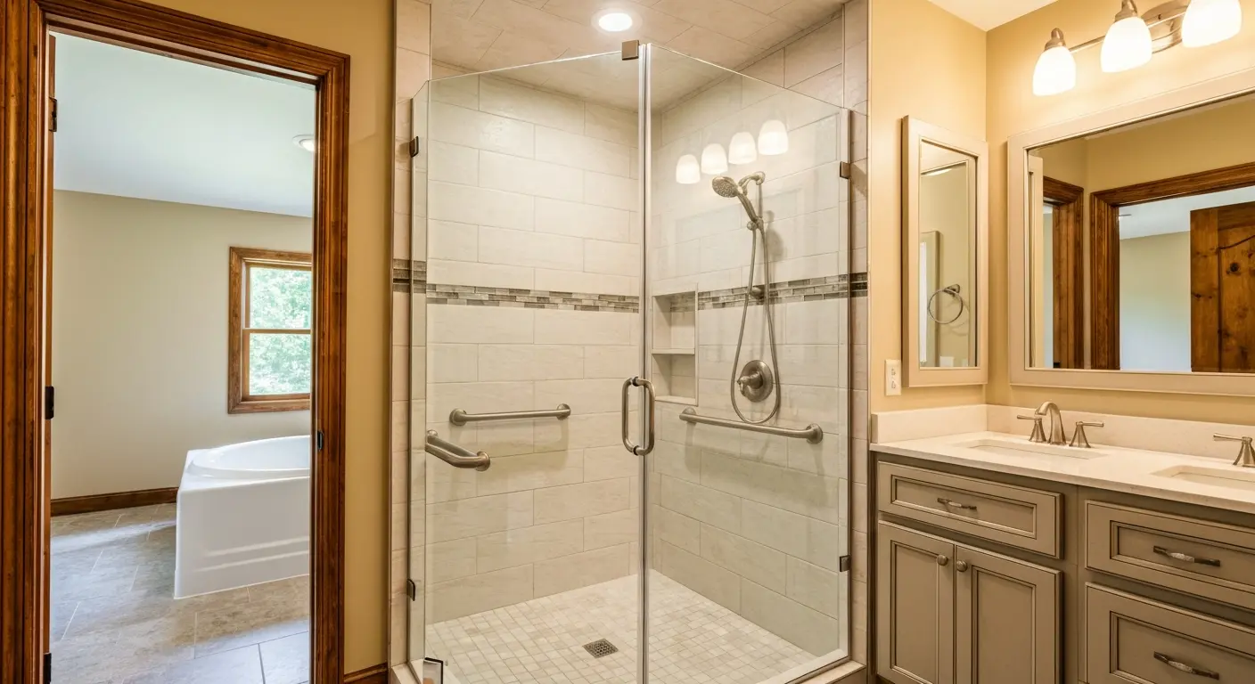 Modern bathroom with walk-in shower