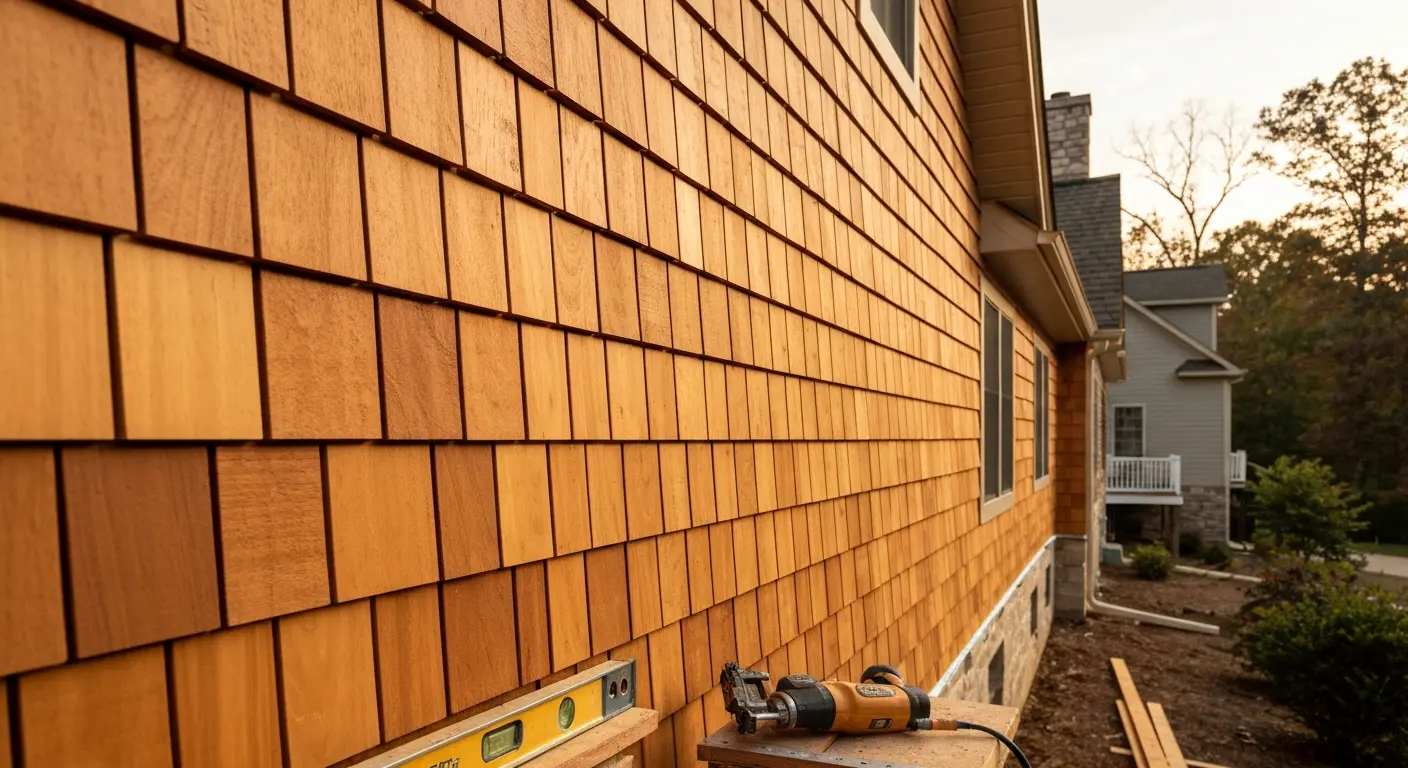 Cedar siding installation