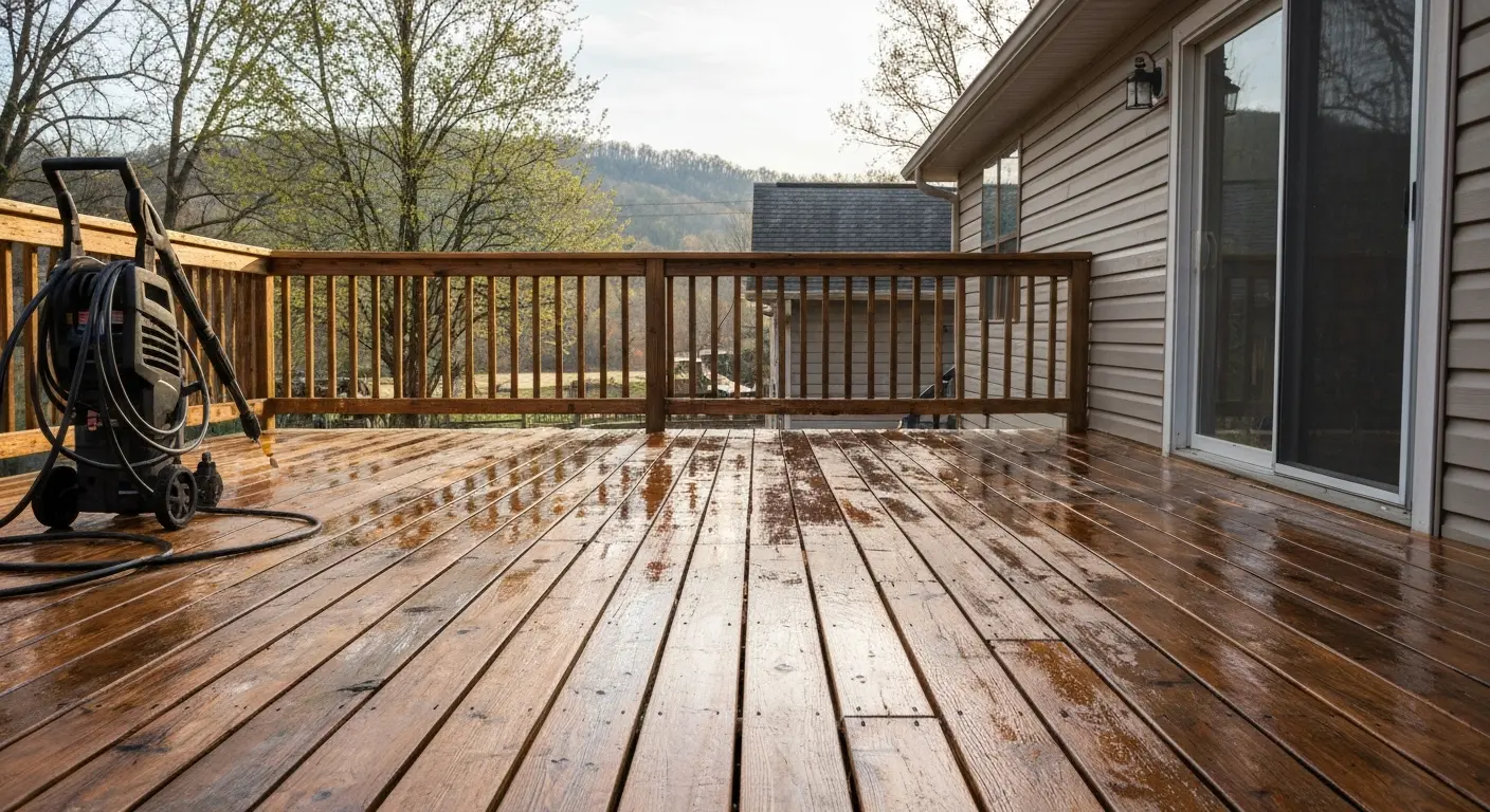 Deck pressure washing