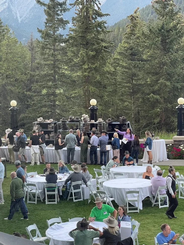 Ace High corporate hat bar event outdoors in the Canadian Rockies
