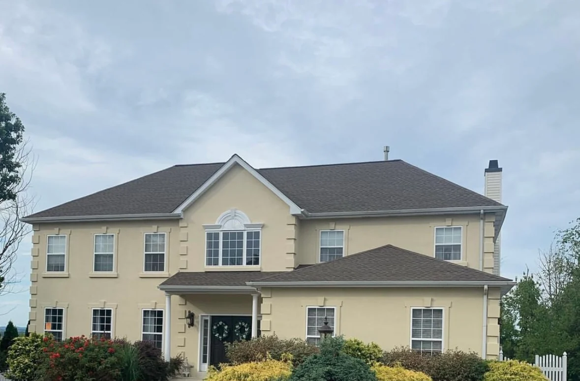 Completed shingle roof on a residential home