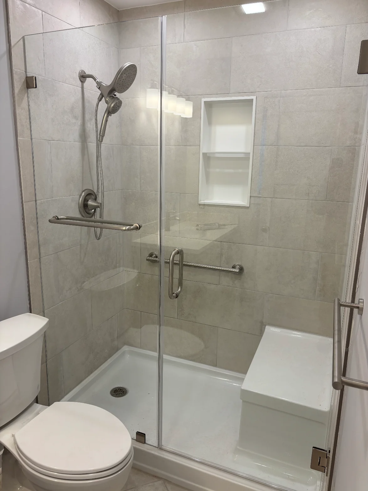 Completed bathroom remodeling detail by Michael John Contractors