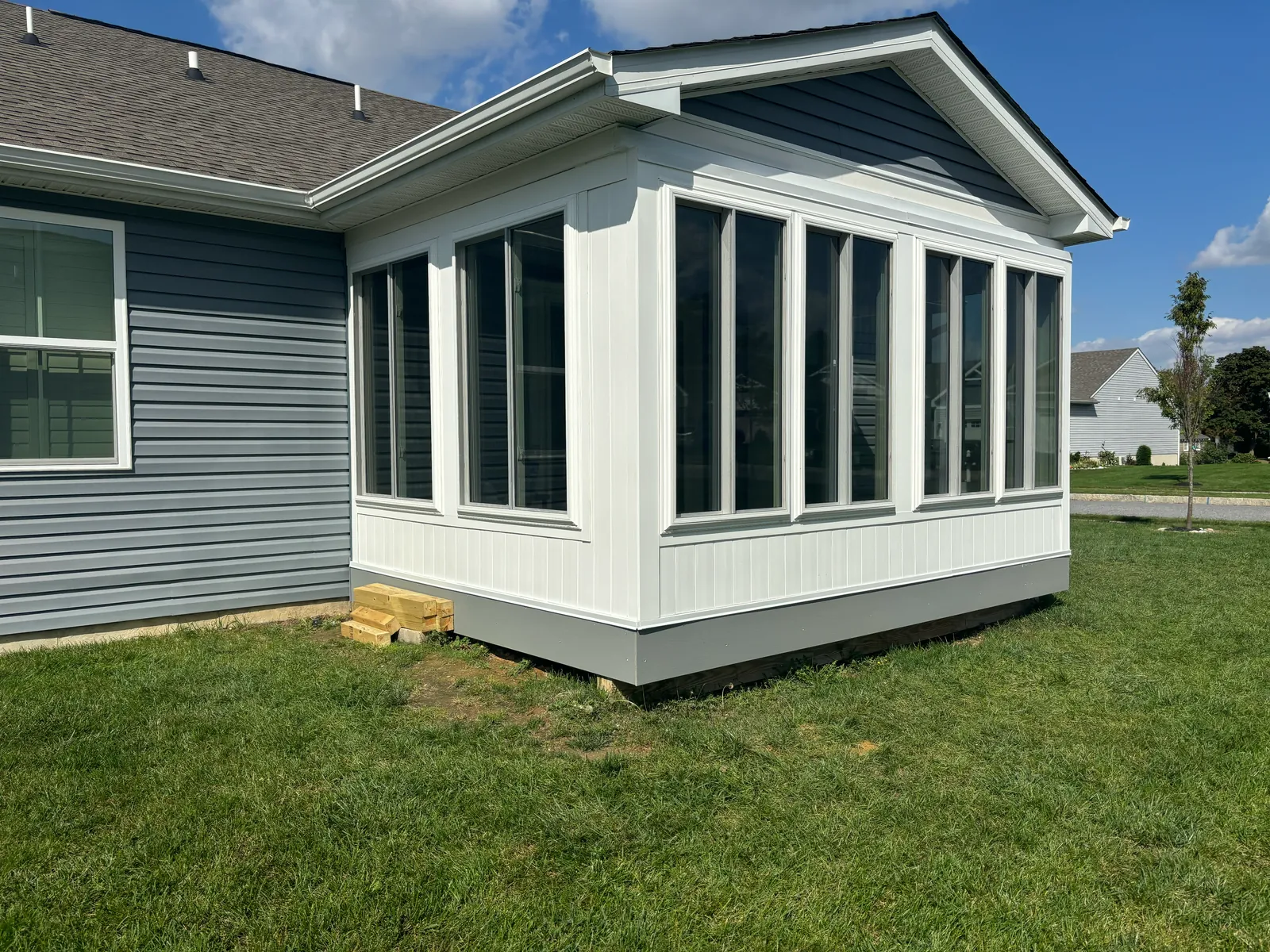 Enclosed residential space with windows and doors