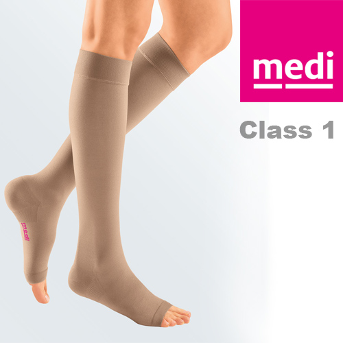 Person wearing Medi compression socks in a stylish color during daily activity — available at MCB DME in Hawthorne, NJ