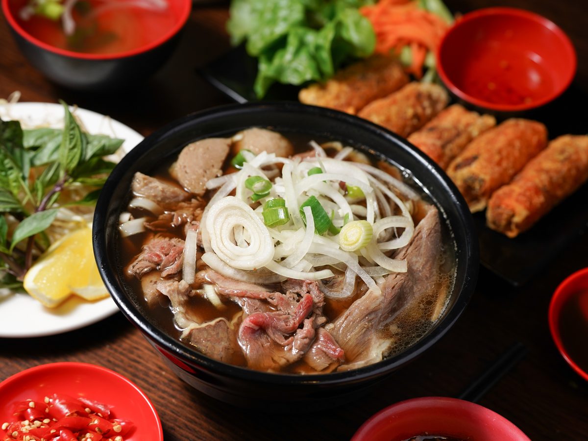 House Special Pho with rare beef, brisket and beef balls in twelve-hour broth