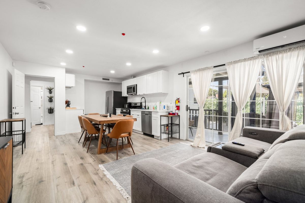 Spacious, bright living room at Anaheim Villa Estates in Anaheim, CA