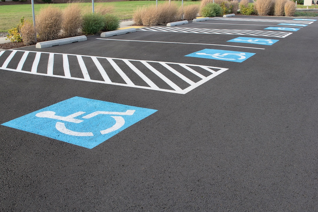 ADA compliant handicap parking stall striping