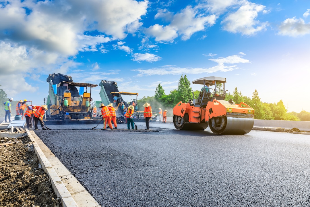 Roadway paving with large crew
