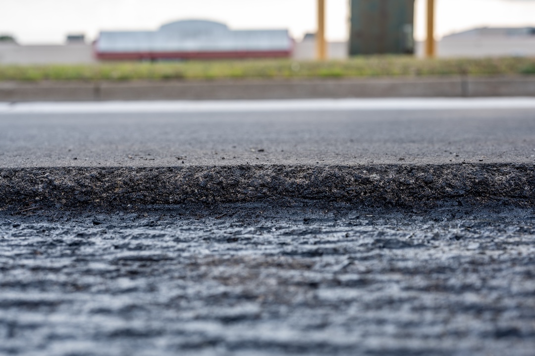 Close up of freshly paved road surface