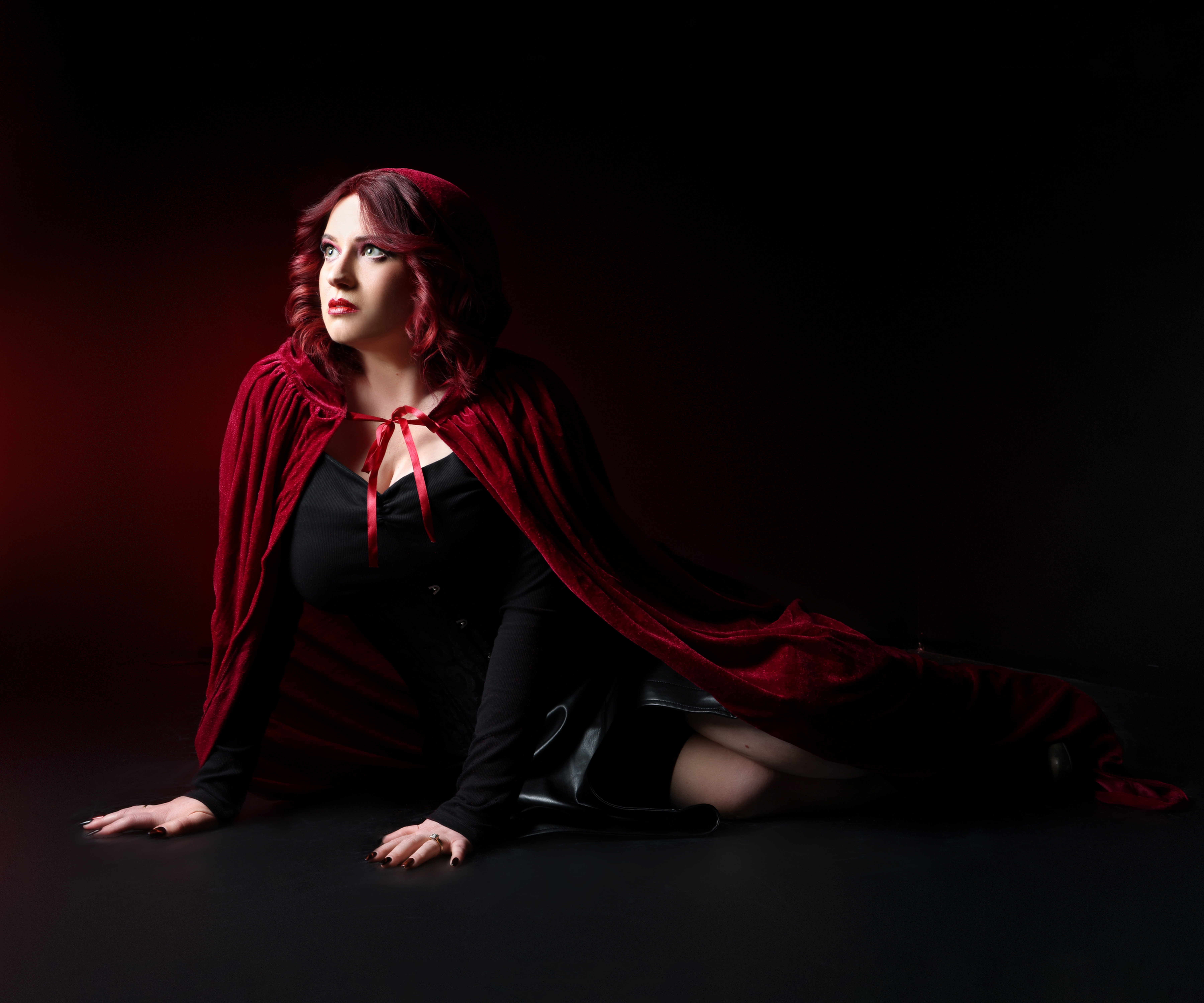 Portrait of a woman in a red hood