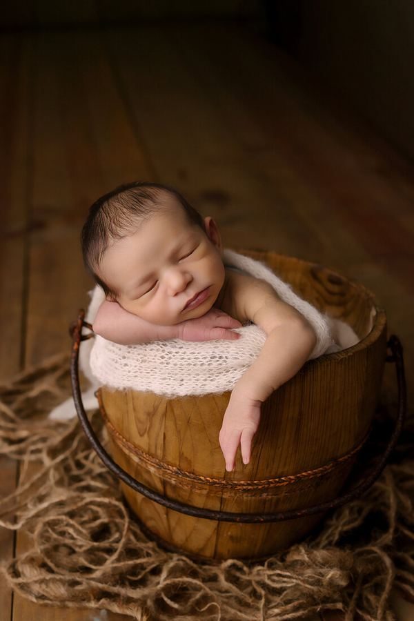 Newborn baby asleep during a studio session