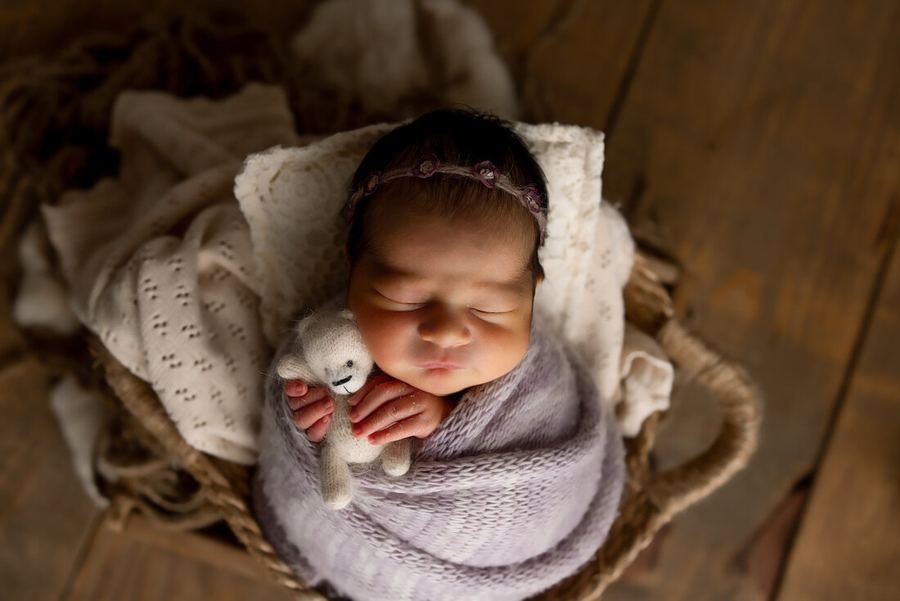 Newborn baby asleep during a studio session
