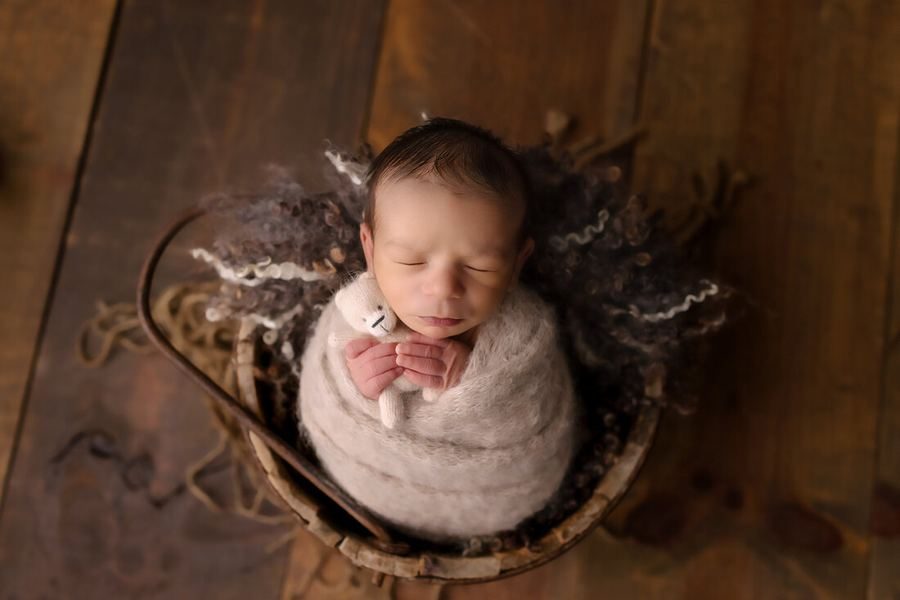 Newborn baby asleep during a studio session