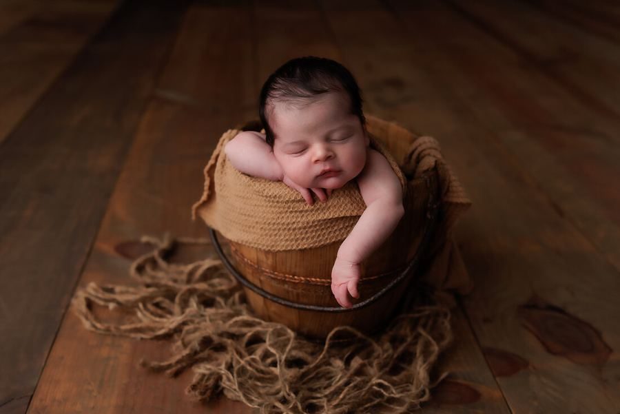 Newborn baby asleep during a studio session