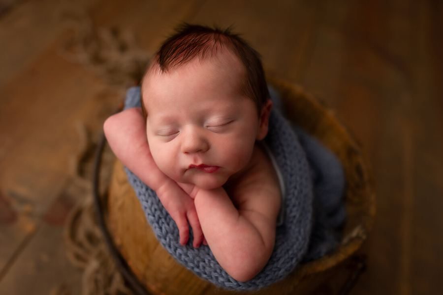 Newborn baby asleep during a studio session
