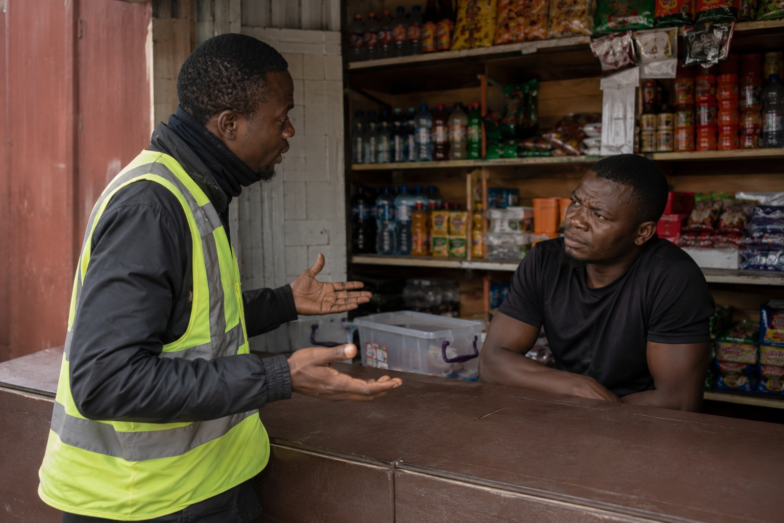 Lagos dispatch operator repeatedly explaining his business to a new vendor Lagos dispatch operator repeatedly explaining his business to a new vendor