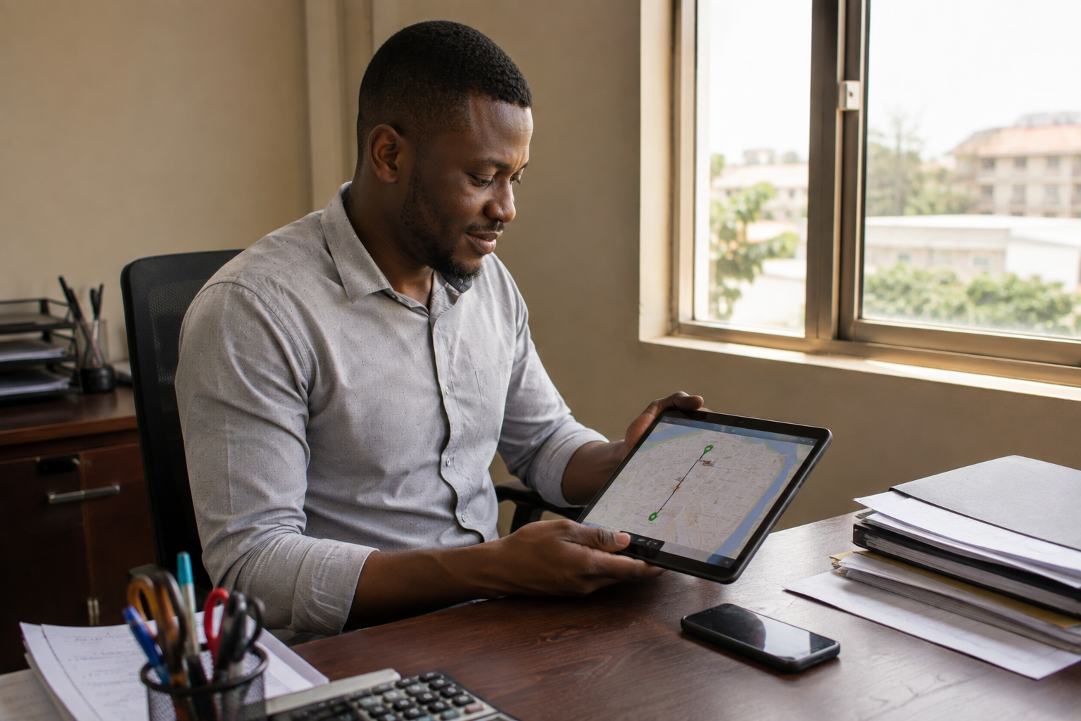 Lagos dispatch operator viewing live delivery visibility on a map