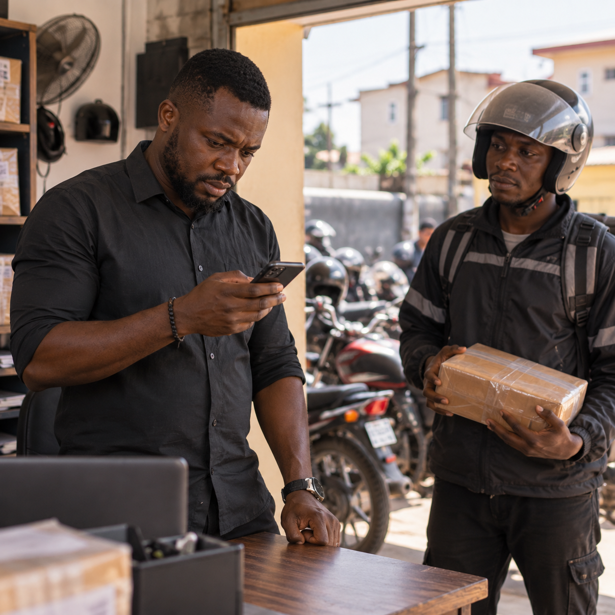 Lagos dispatch operator quoting a delivery price from habitLagos dispatch operator quoting a delivery price from habit
