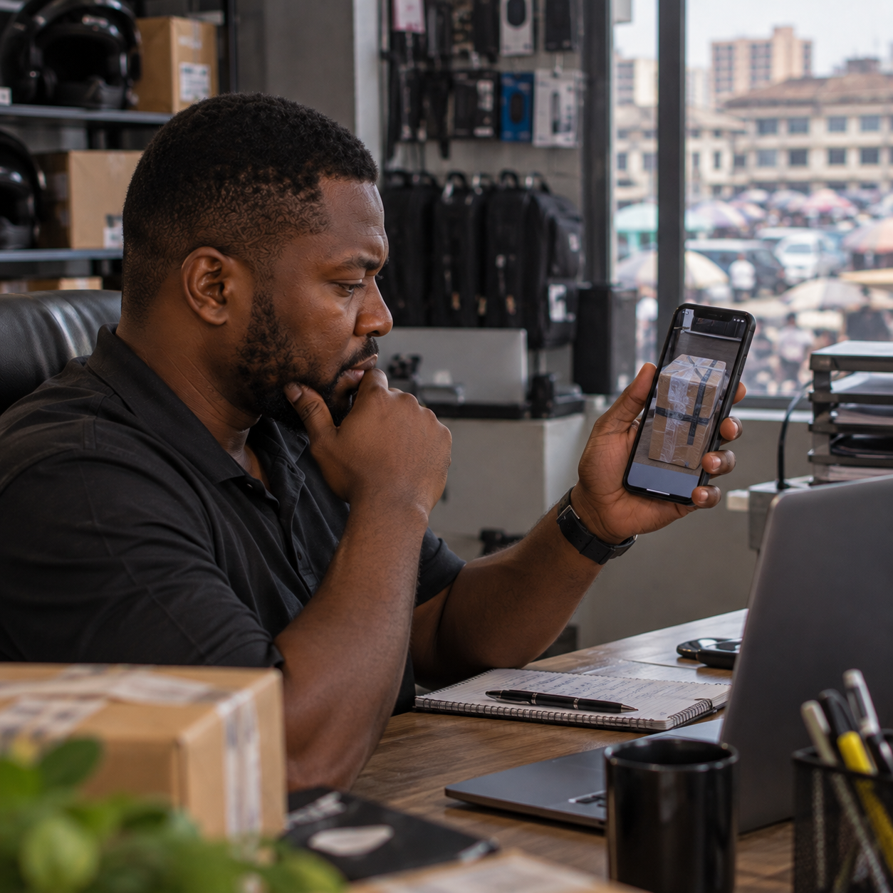 Lagos dispatch operator considering the price of a premium shipment