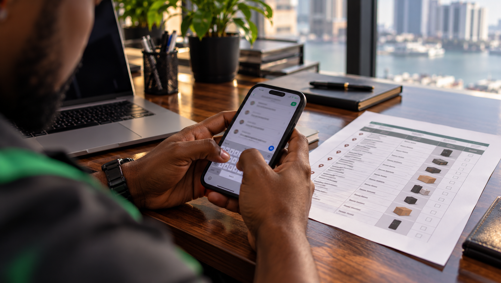 Lagos operator carefully entering business details into the Go SendAm app Lagos operator carefully entering business details into the Go SendAm app