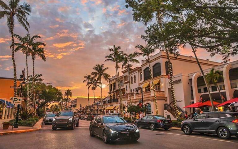 Palm-lined Fifth Avenue South in downtown Naples