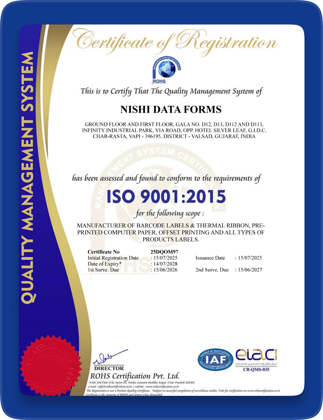 ISO Certificate 
