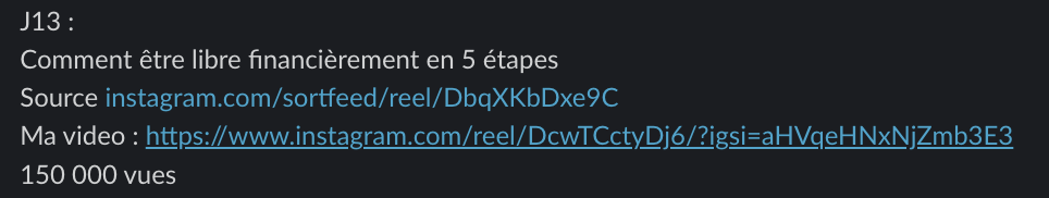 Message d'un membre dans le Slack Personal Ascension
