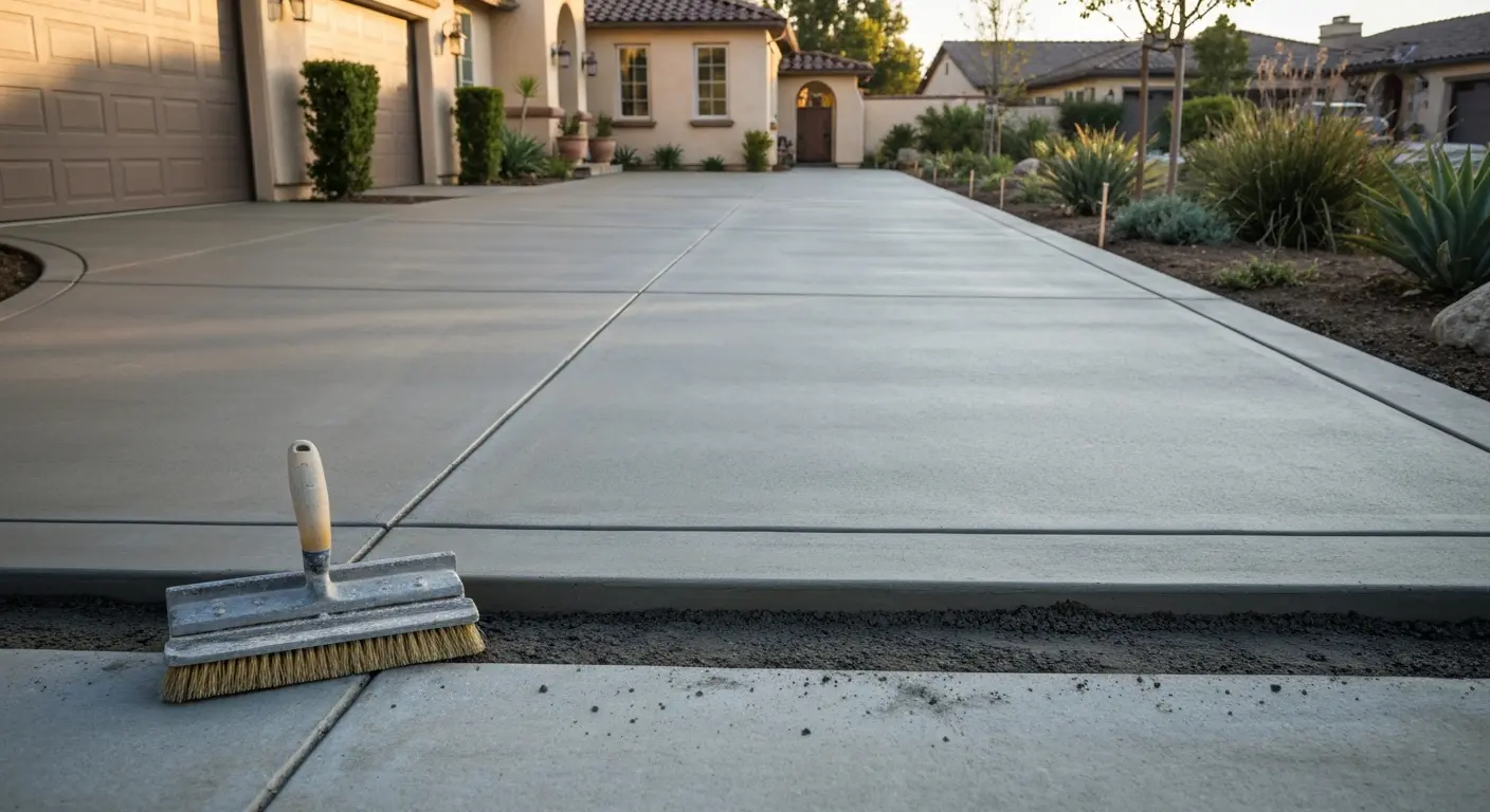 New concrete driveway installation